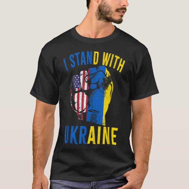 Stöd Ukraina Jag Står Med Ukrainas Flagga T Shirt (Framsida)