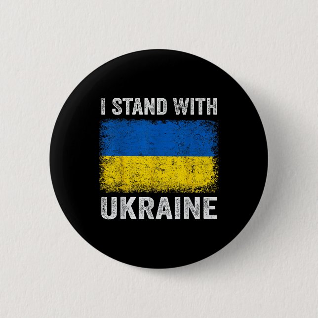 Stöd Ukraina jag står på Ukrainas FLA Knapp (Framsida)