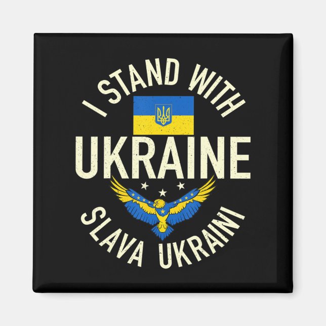 Stöd Ukraina jag står på Ukrainas FLA Magnet (Framsidan)