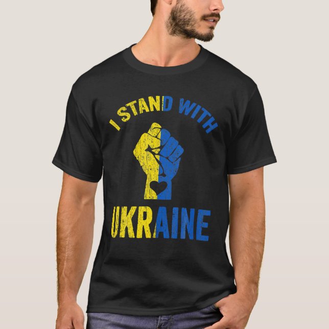 Stöd Ukraina jag står på Ukrainas FLA T Shirt (Framsida)