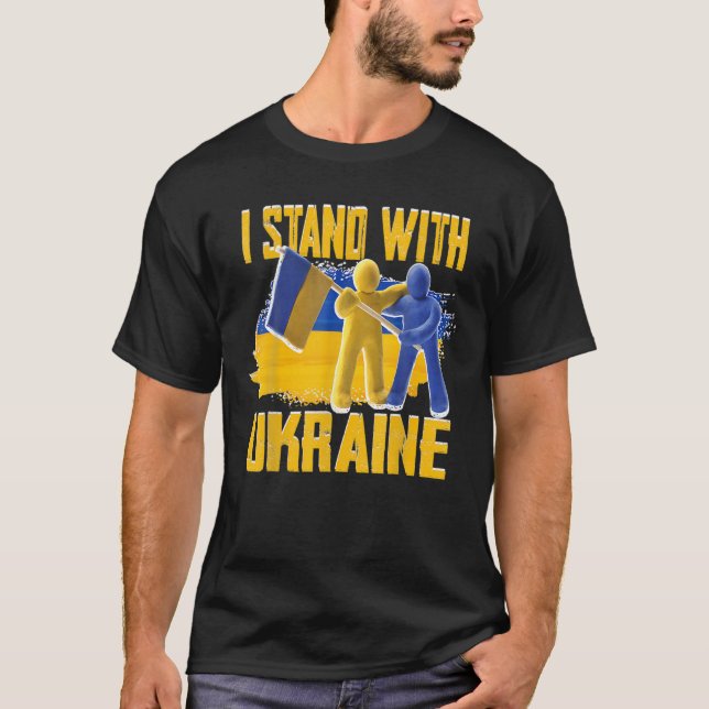 Stöd Ukraina jag står på Ukrainas FLA T Shirt (Framsida)