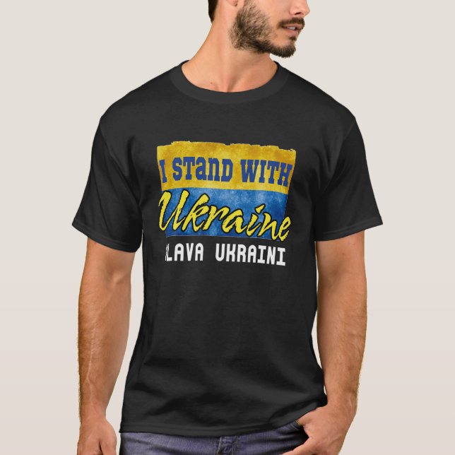 Stöd Ukraina jag står på Ukrainas FLA T Shirt (Framsida)