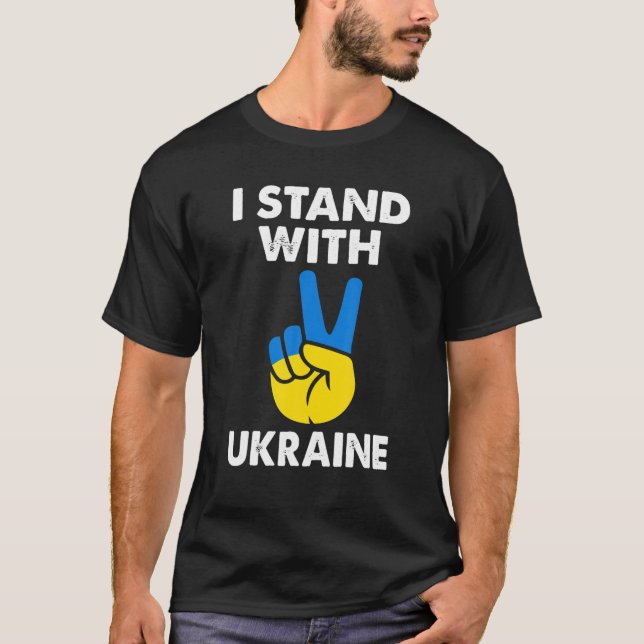 Stöd Ukraina jag står på Ukrainas FLA T Shirt (Framsida)