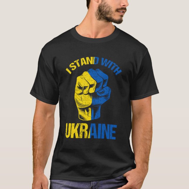 Stöd Ukraina jag står på Ukrainas FLA T Shirt (Framsida)
