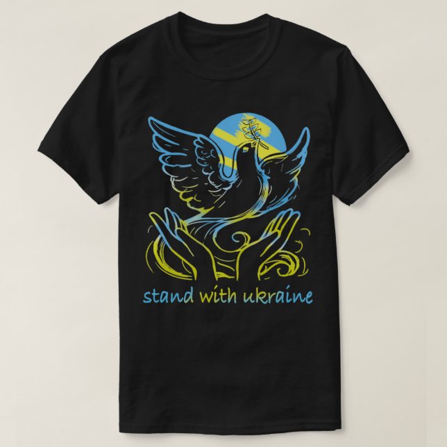 Stöd Ukraina jag står på Ukrainas FLA T Shirt (Design framsida)