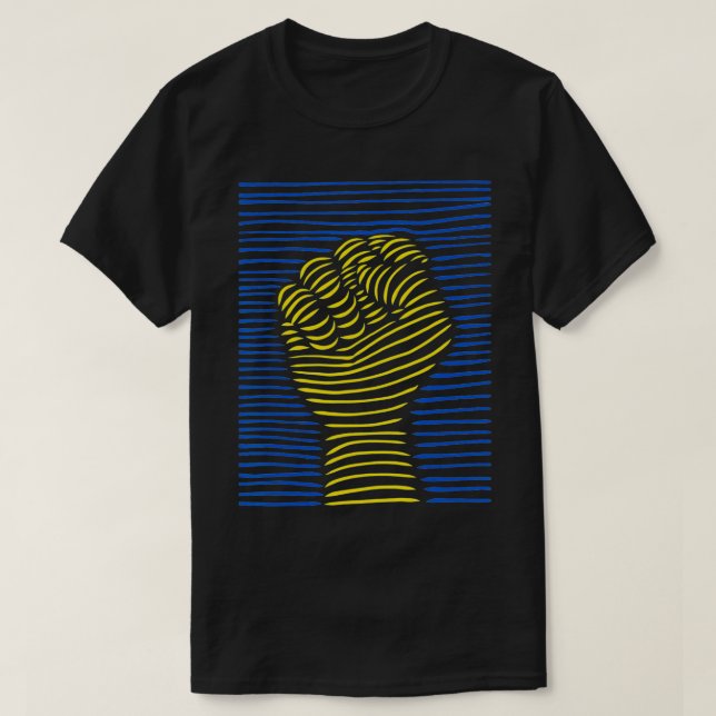 Stöd Ukraina jag står på Ukrainas FLA T Shirt (Design framsida)