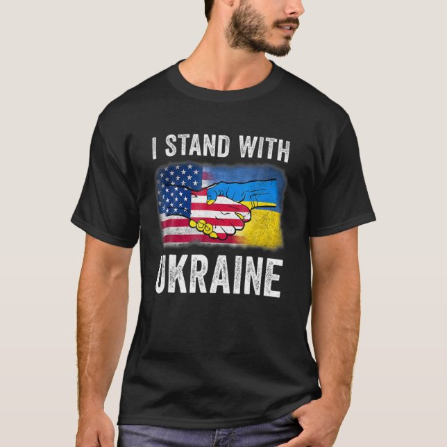 Stöd Ukraina jag står på Ukrainas FLA T Shirt (Framsida)