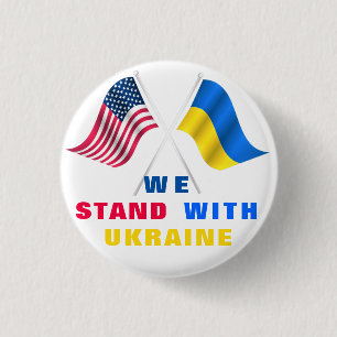 Stöd Ukraina Knappar USA och Ukrainska flaggor