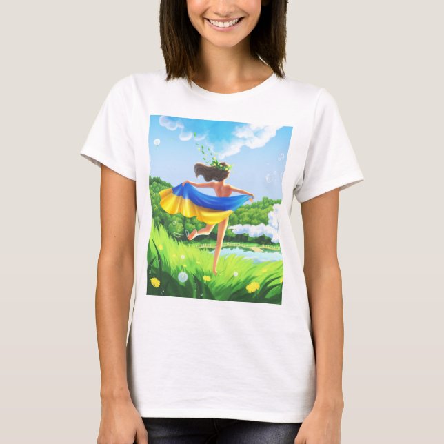 Stöd Ukraina Ligcape T-Shirt Ukrainska Flagga (Framsida)