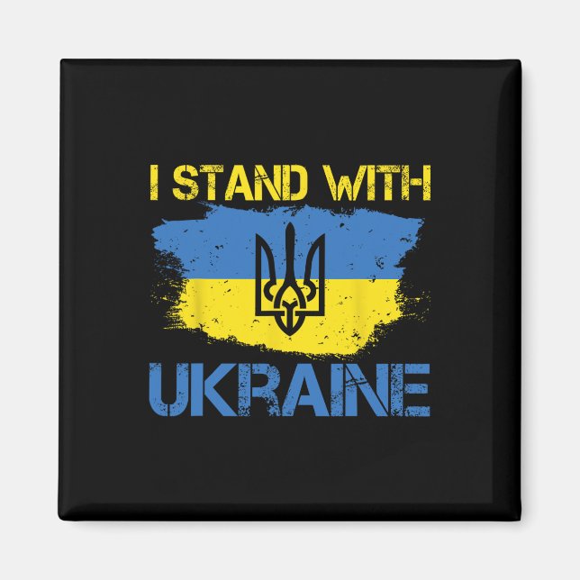 Stöd Ukraina Med Denna Ukrainas Flagga Jag Står Me Magnet (Framsidan)