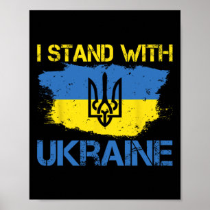 Stöd Ukraina Med Denna Ukrainsk Flagga Jag Står Me Poster