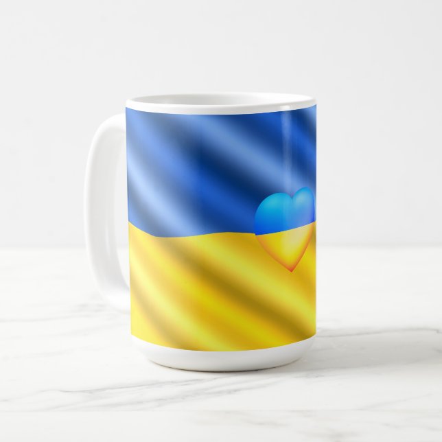 Stöd Ukraina Mugg Ukrainas Flagga - frihet (Framsida vänster)