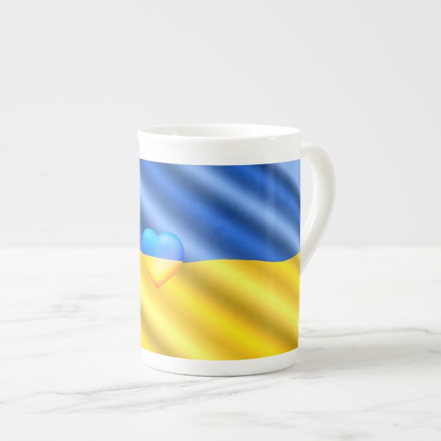 Stöd Ukraina Mugg Ukrainas Flagga - frihet Benporslin Mugg (Framsida höger)