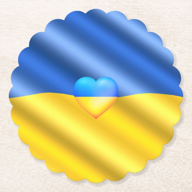 Stöd Ukraina Pappert Underlägg Ukrainas Flagga Hea Papper (Framsida)