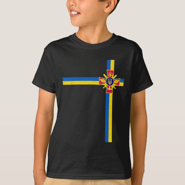 Stöd Ukraina President Zelensky Säger Ukrainia T Shirt (Framsida)