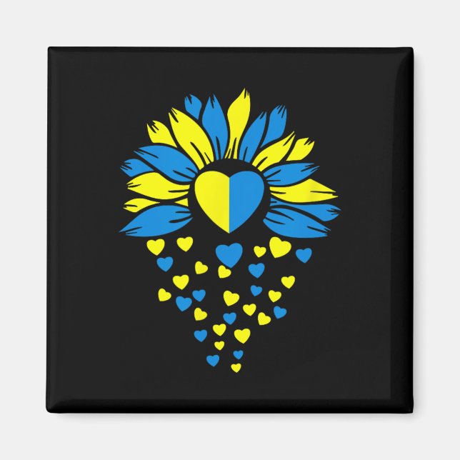 Stöd Ukraina Solros Hjarta  Magnet (Framsidan)