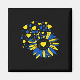 Stöd Ukraina Solros Ukrainsk Flagga Hjärta Män Magnet
