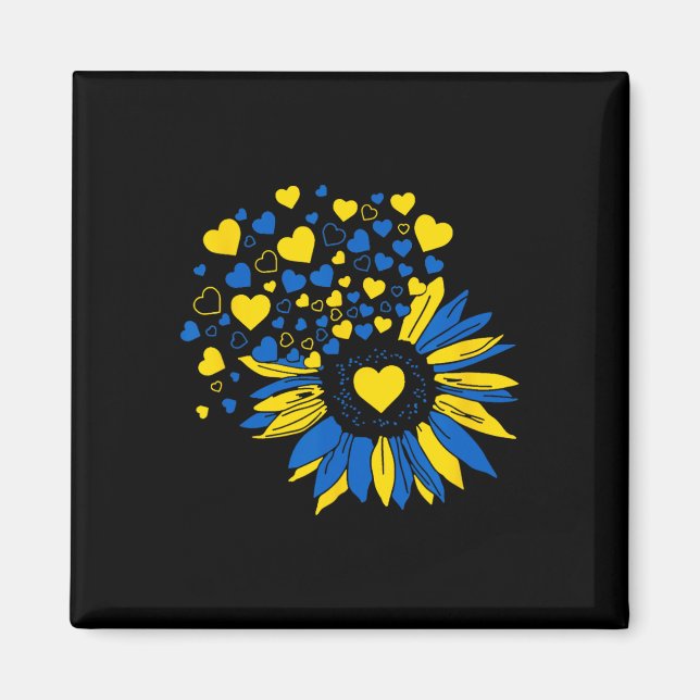 Stöd Ukraina Solros Ukrainsk Flagga Hjärta Män Magnet (Framsidan)