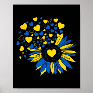 Stöd Ukraina Solros Ukrainsk Flagga Hjärta Män Poster