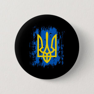 Stöd Ukraina Stå Med Ukraina Ukrainsk Flagga  Knapp