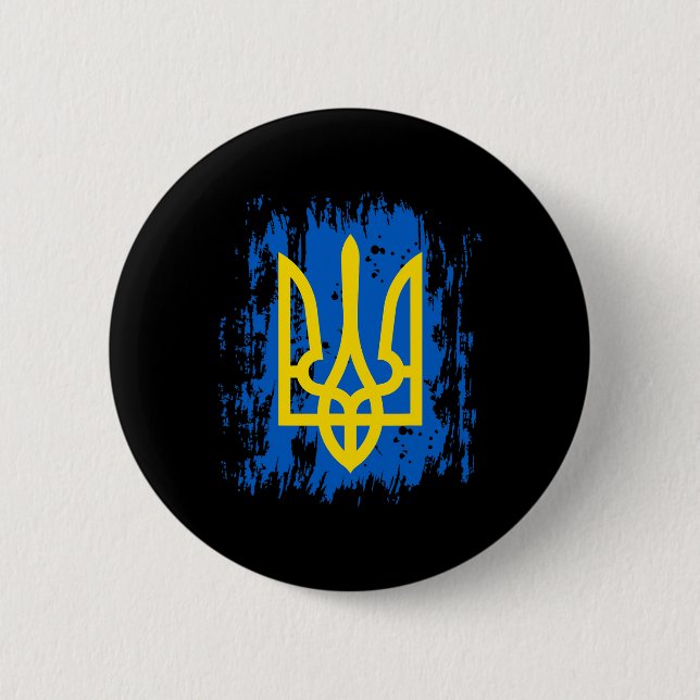 Stöd Ukraina Stå Med Ukraina Ukrainsk Flagga  Knapp (Framsida)