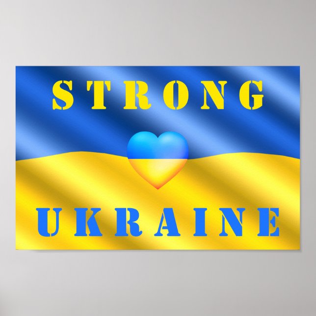 Stöd Ukraina - Starkt - Flagga - Frihet - fred Poster (Framsidan)