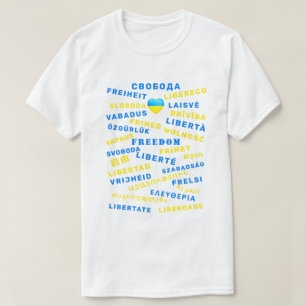 Stöd Ukraina T-Shirt Freedom Text Internationell