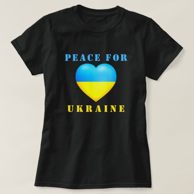 Stöd Ukraina T-Shirt Peace Ukrainska Flagga Heart (Design framsida)