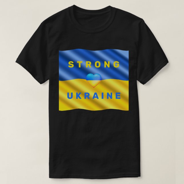 Stöd Ukraina T-Shirt Strong Ukrainska Flagga (Design framsida)
