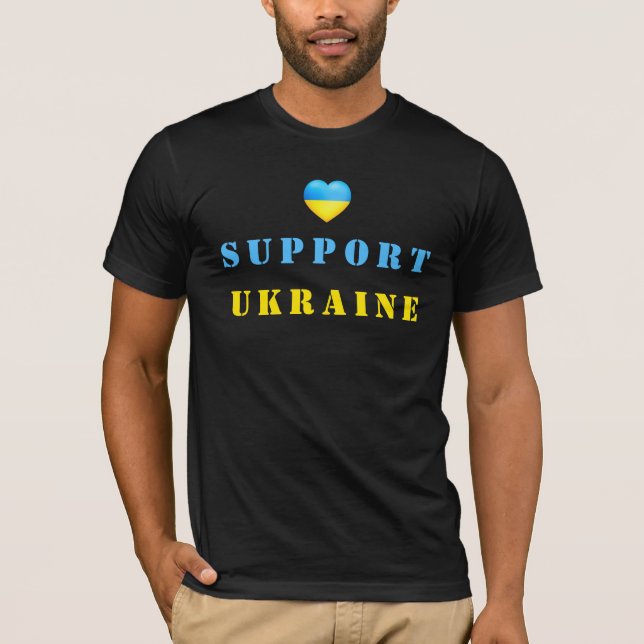 Stöd Ukraina T-Shirt Ukrainas Flagga - frihet (Framsida)