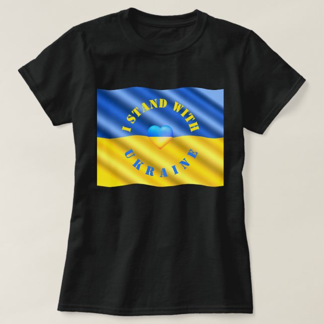 Stöd Ukraina T-Shirt Ukrainska Flagga Heart (Design framsida)