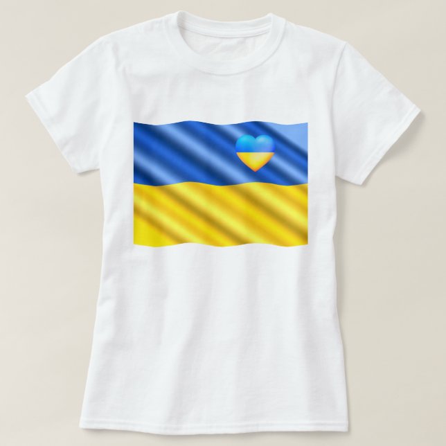 Stöd Ukraina T-Shirt Ukrainska Flagga Heart (Design framsida)