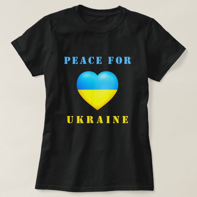 Stöd Ukraina T-Shirt Ukrainska Flagga Heart (Design framsida)
