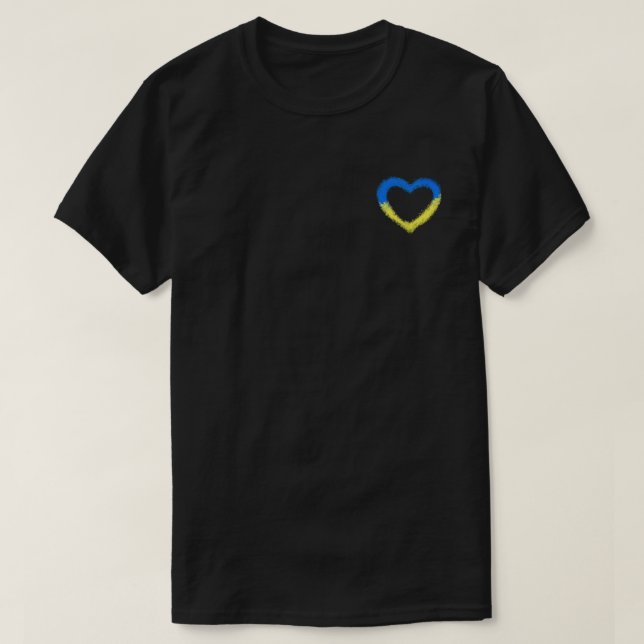 Stöd Ukraina T-Shirt Ukrainska Flagga Heart (Design framsida)