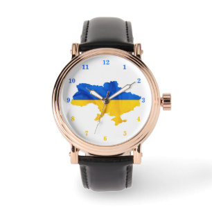 Stöd Ukraina Titta Ukrainsk Flagga Karta Armbandsur