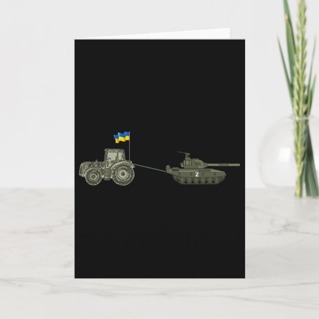 Stöd Ukraina Traktor som drar en rysk  Kort (Framsida)