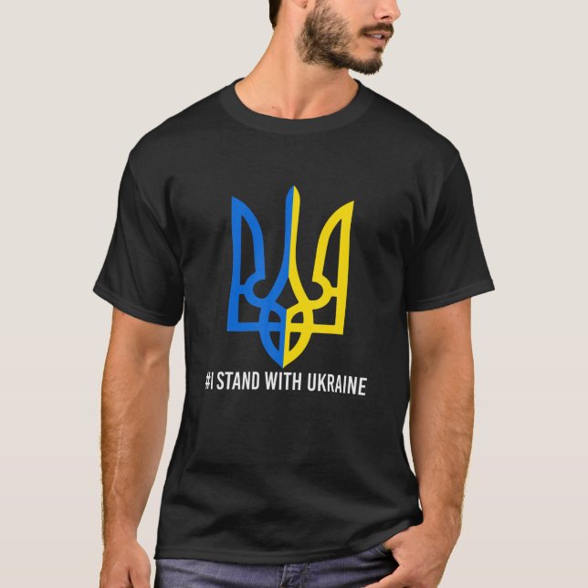 Stöd Ukraina Ukrainas Flagga som jag håller med Uk T Shirt (Framsida)