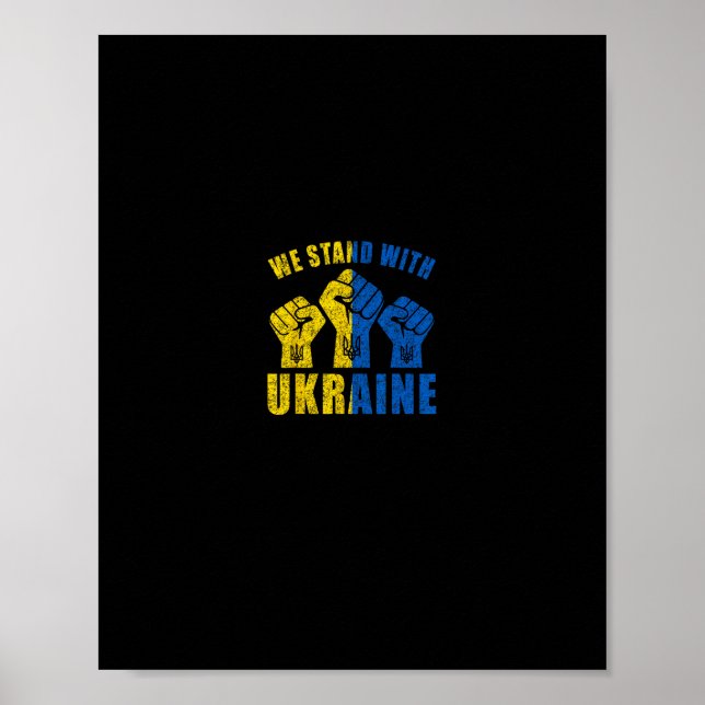 Stöd Ukraina - Vi Står Med Ukrainas Flagga Desig Poster (Framsidan)