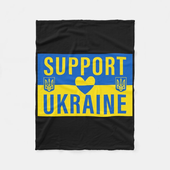 Stöd Ukrainas flagga med hjärta  Fleecefilt (Framsidan)