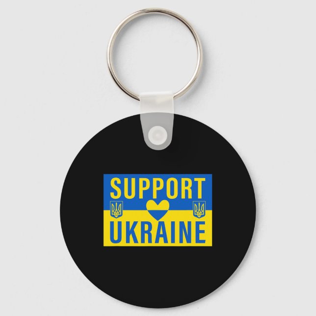 Stöd Ukrainas flagga med hjärta  Nyckelring (Framsida)