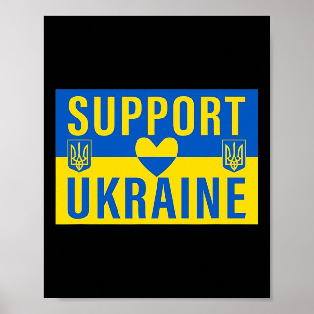 Stöd Ukrainas flagga med hjärta  Poster (Framsidan)