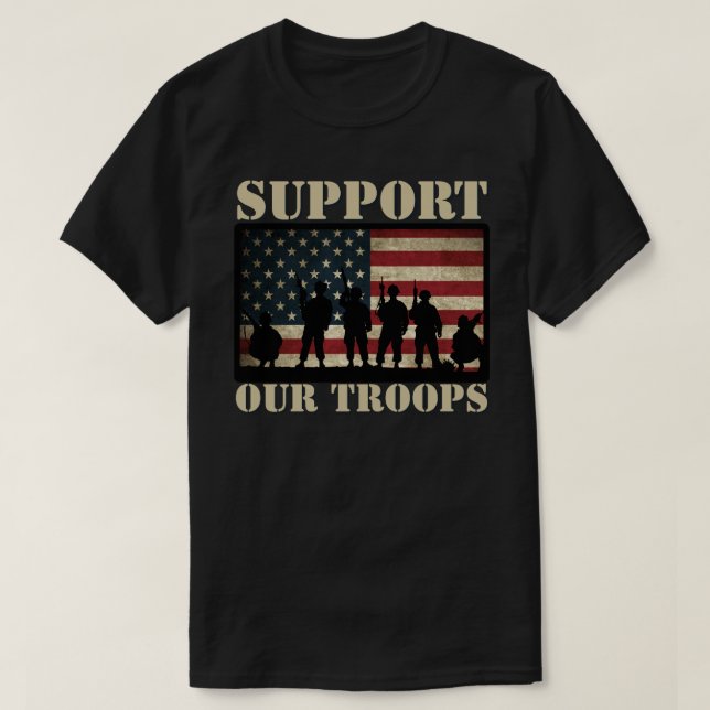 Stöd våra trupper USA flagga T Shirt (Design framsida)