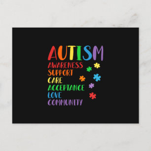Stöd Vård Acceptans Allierad Autism Medvetenhet Meddelande Vykort