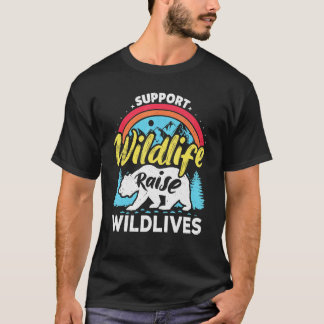 Stöd Vilda Djur Uppfostra Pojkar Vilda Barn Mamma T Shirt