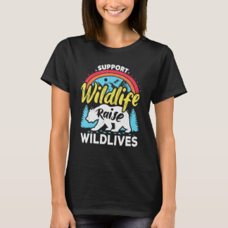 Stöd Vilda Djur Uppfostra Pojkar Vilda Barn Mamma T Shirt
