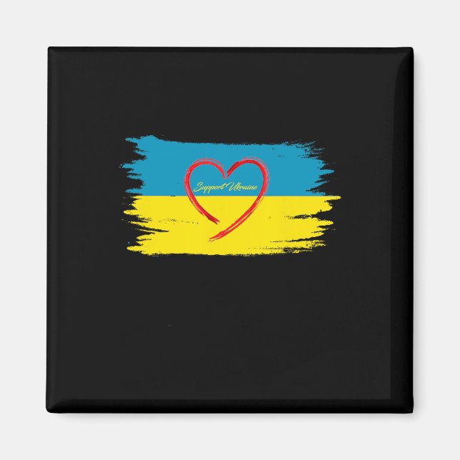 Stöd Zalensky kärlek Ukraina Flagga Hjärta Magnet (Framsidan)