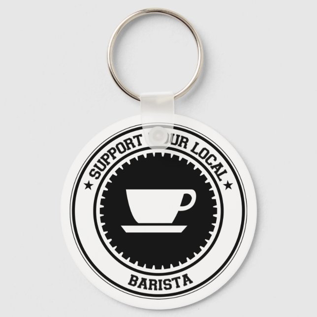 Stöda din lokala Barista Nyckelring (Framsida)