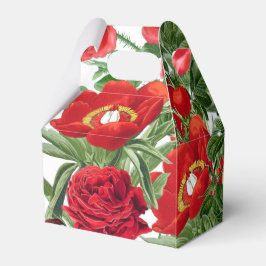 Stödbox för Blommigt av botaniska Röd ros Peony Fl Presentaskar