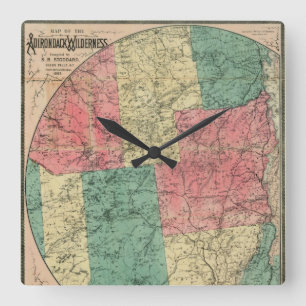 Stoddards Karta i Adirondack Wilderness 1883 Fyrkantig Klocka