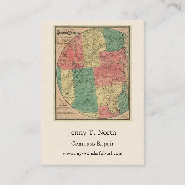 Stoddards Karta i Adirondack Wilderness 1883 Visitkort (Framsida)